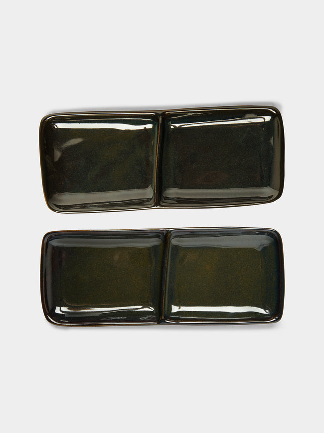 Mervyn Gers Ceramics - Hand-Glazed Ceramic Bento Boxes (Set of 2) - Black - ABASK