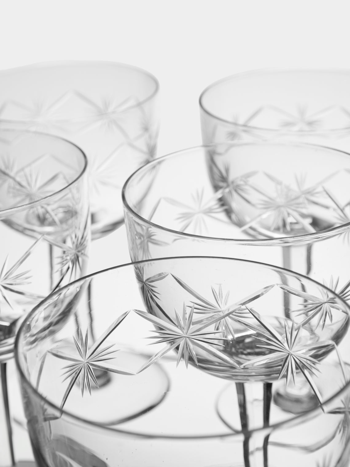 Antique and Vintage - 1940s Crystal Wine Glasses (Set of 15) - Clear - ABASK