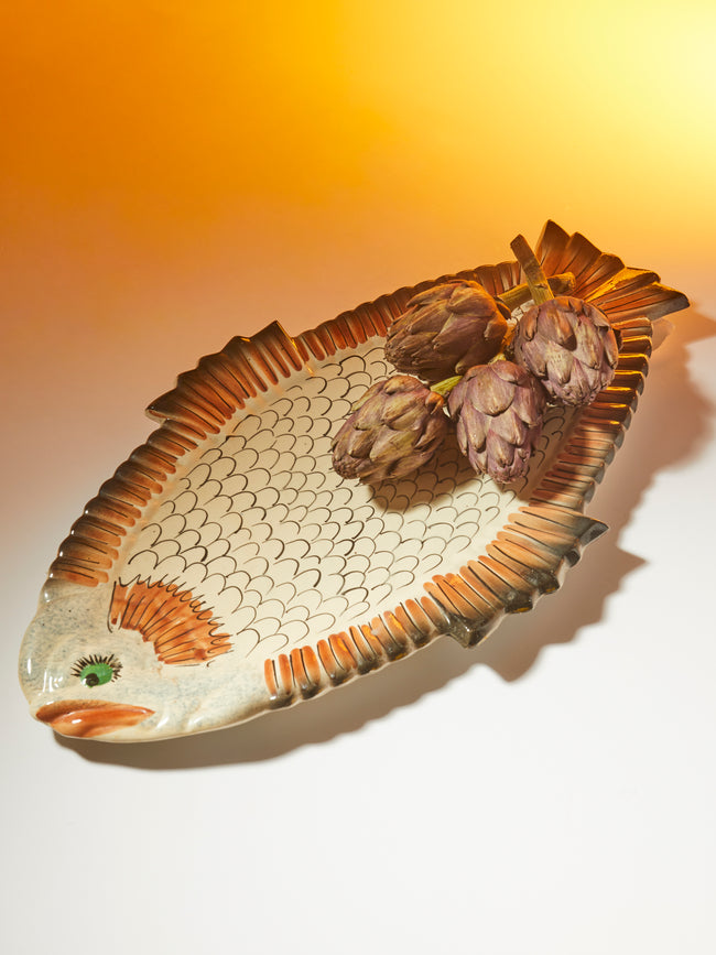 Antique and Vintage - 1950s Fish Ceramic Serving Platter -  - ABASK