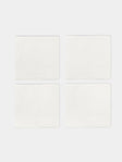 La Gallina Matta - D.Q Embroidered Linen Napkins (Set of 4) - White - ABASK - 