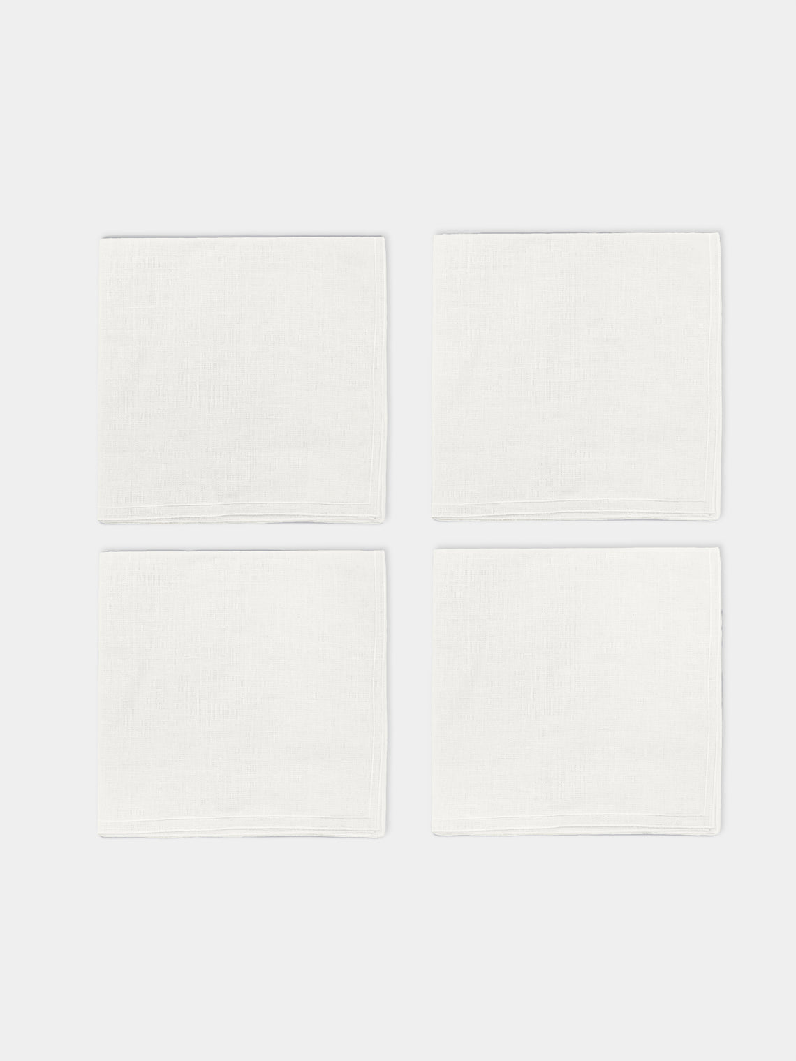 La Gallina Matta - D.Q Embroidered Linen Napkins (Set of 4) - White - ABASK - 