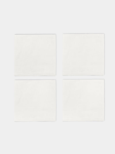 La Gallina Matta - D.Q Embroidered Linen Napkins (Set of 4) - White - ABASK - 