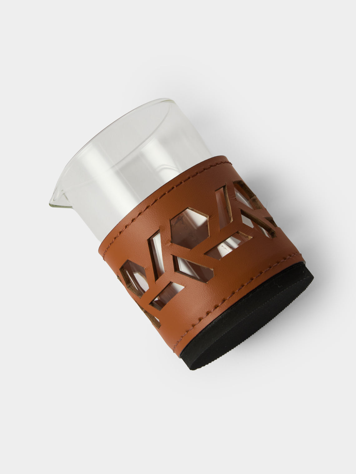 RUDI - Fiordaliso Glass and Leather Milk Jug - Brown - ABASK