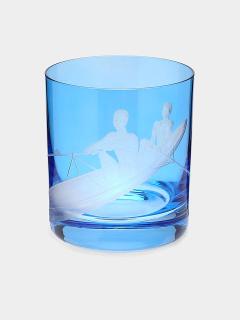 Artel - Sporting Hand-Engraved Crystal Double Old Fashion Glass (12.5oz/365ml) - Blue - ABASK - 