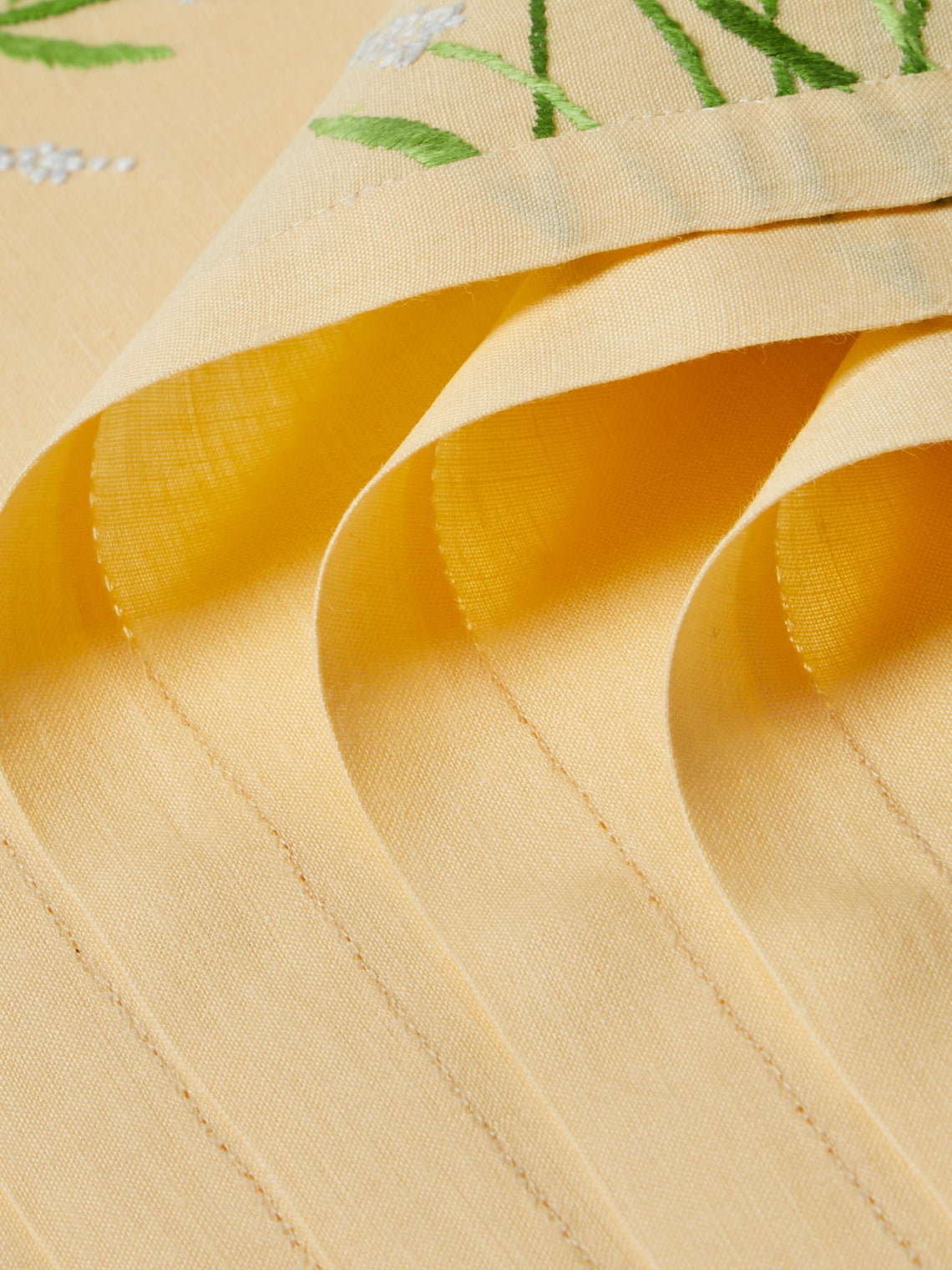 Taf Firenze - | Set of 6 | Floral Hand-Embroiderd Linen Placemats and Napkins - Yellow - ABASK