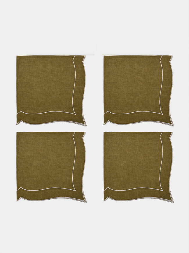 La Gallina Matta - Parentesi Linen Napkins (Set of 4) - Green - ABASK - 
