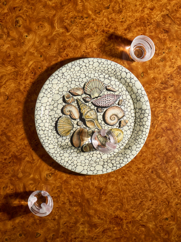 Fornasetti - Conchiglie e Ciottoli Wood Round Tray - Ivory - ABASK