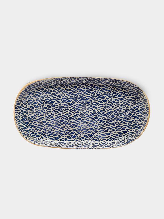 Terrafirma Ceramics - Hand-Printed Ceramic Large Fish Platter - Blue - ABASK - 