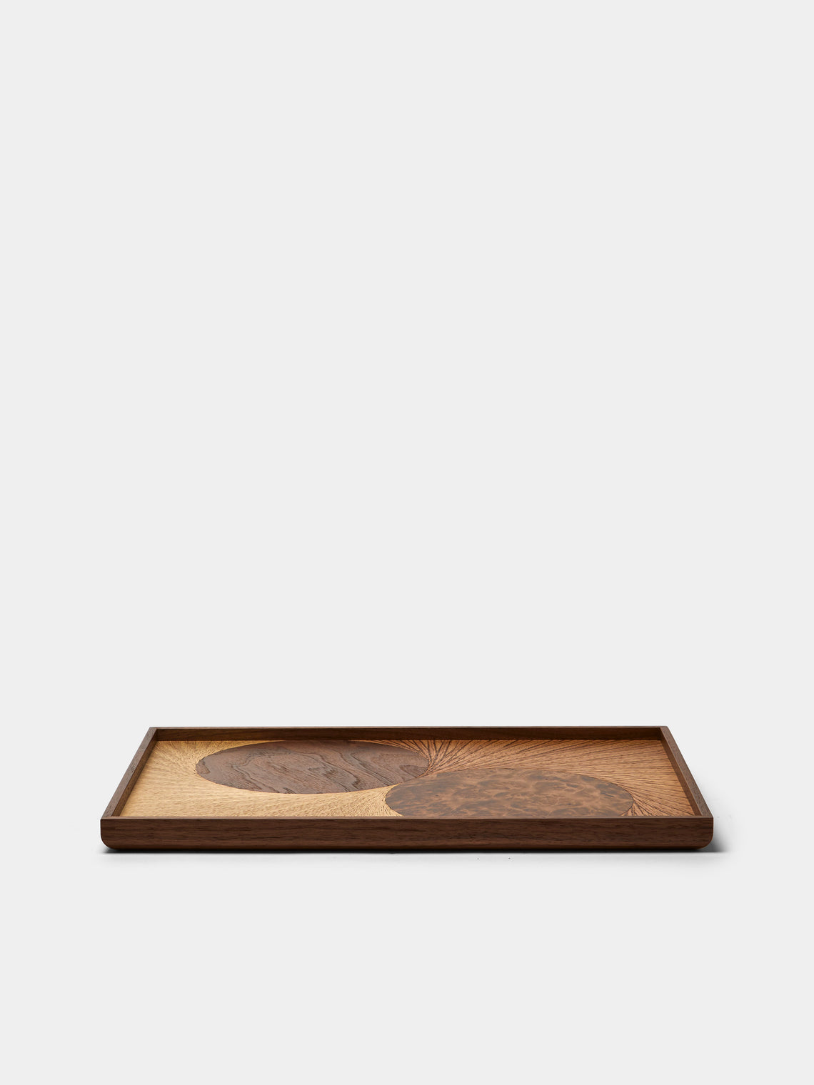 Mori Kougei - Flying Bird Poke Marquetry Wood Tray (14.5in/36.5cm) - Brown - ABASK