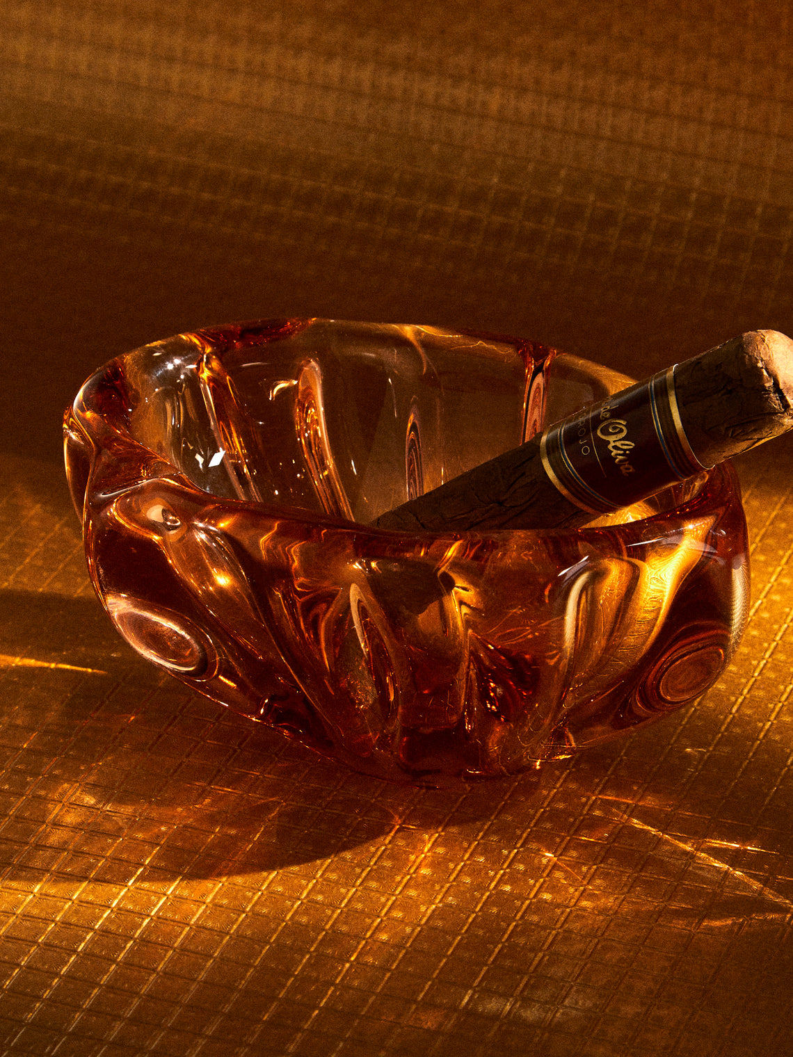 Antique and Vintage - Mid-Century Glass Ashtray - Orange - ABASK