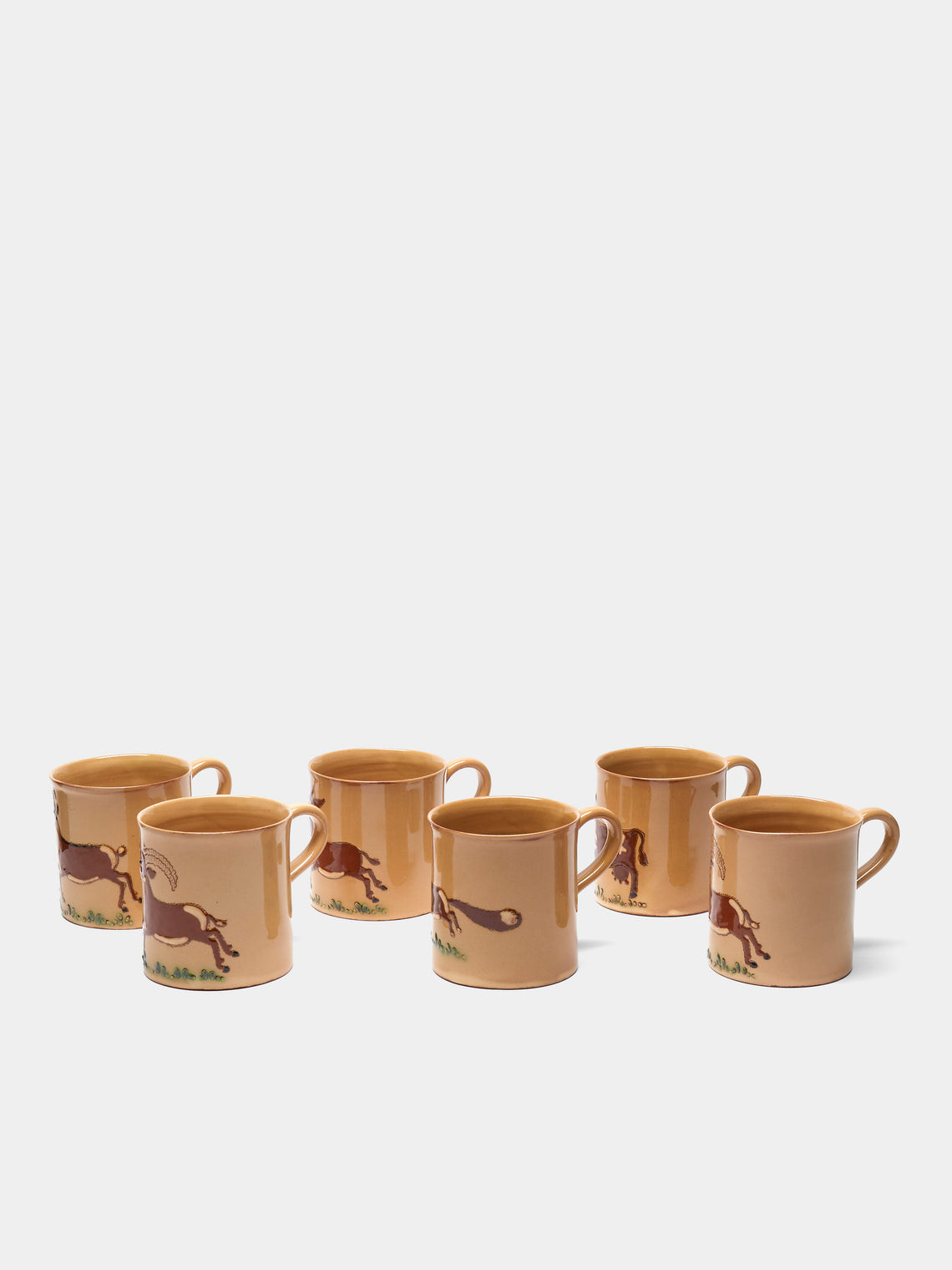 Poterie d’Évires - Animals Hand-Painted Ceramic Mugs (Set of 6) - Cream - ABASK