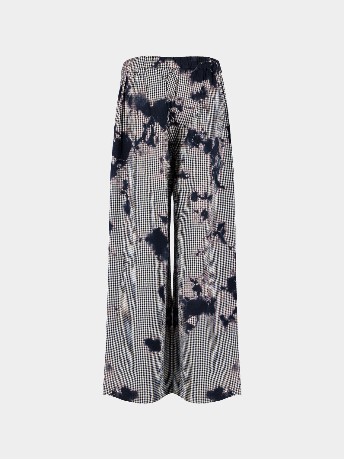 Suzusan - Madara Shibori Cotton Gingham Wide Trousers | Size: S - Black - ABASK