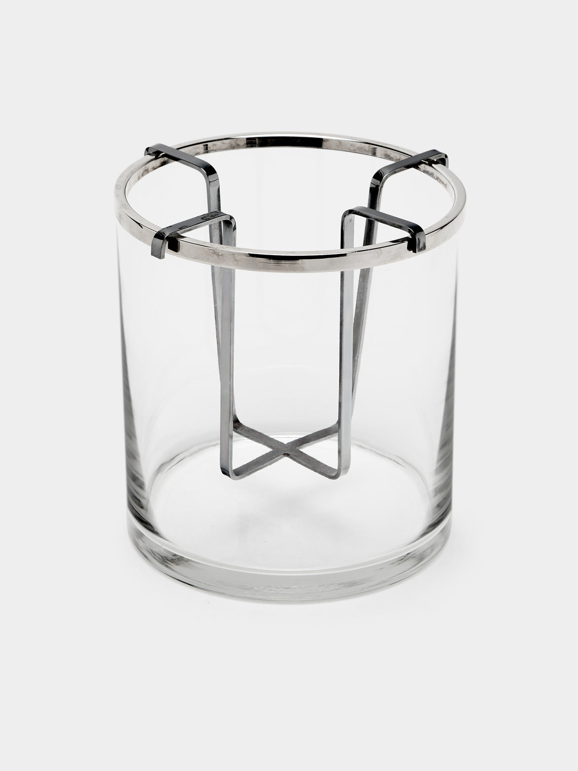 Antique and Vintage - 1960s Silver-Plated and Glass Champagne Bucket - Clear - ABASK - 