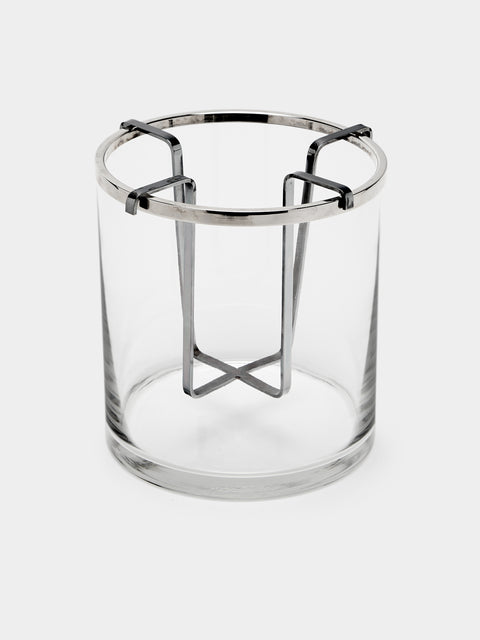 Antique and Vintage - 1960s Silver-Plated and Glass Champagne Bucket - Clear - ABASK - 