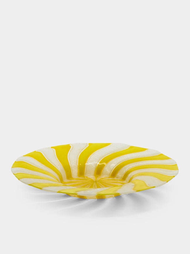 Antique and Vintage - 20th-Century Venetian Glass Trinket Tray (7in/17.5cm) - Yellow - ABASK - 