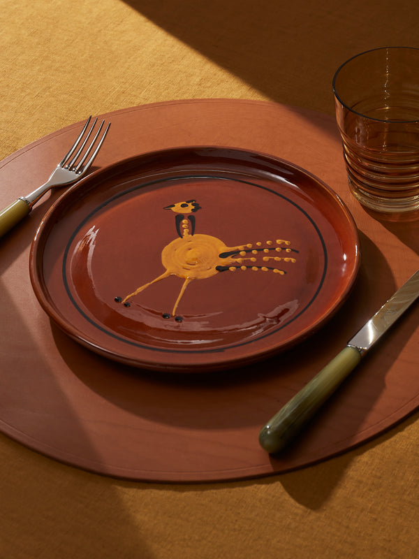 Poterie de Cliousclat - Chicken Hand-Glazed Slipware Dinner Plates (Set of 4) - Brown - ABASK