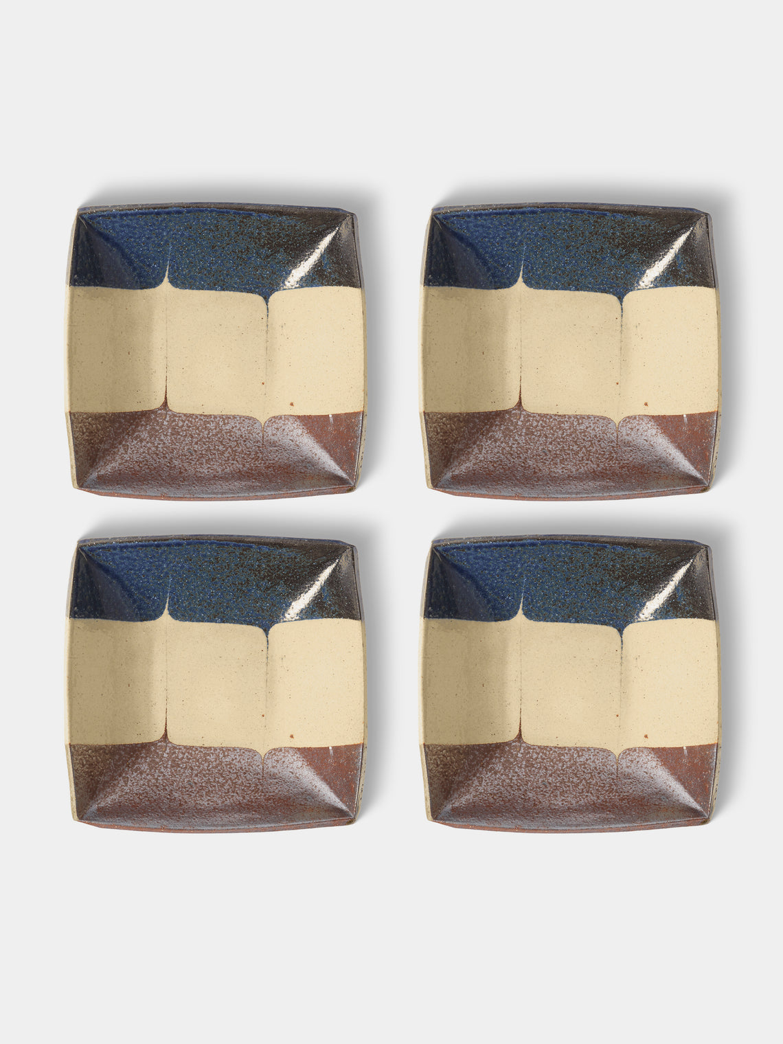 Makidani-gama - No. 1 Nerikomi Ceramic Square Bowls (Set of 4) - Multiple - ABASK
