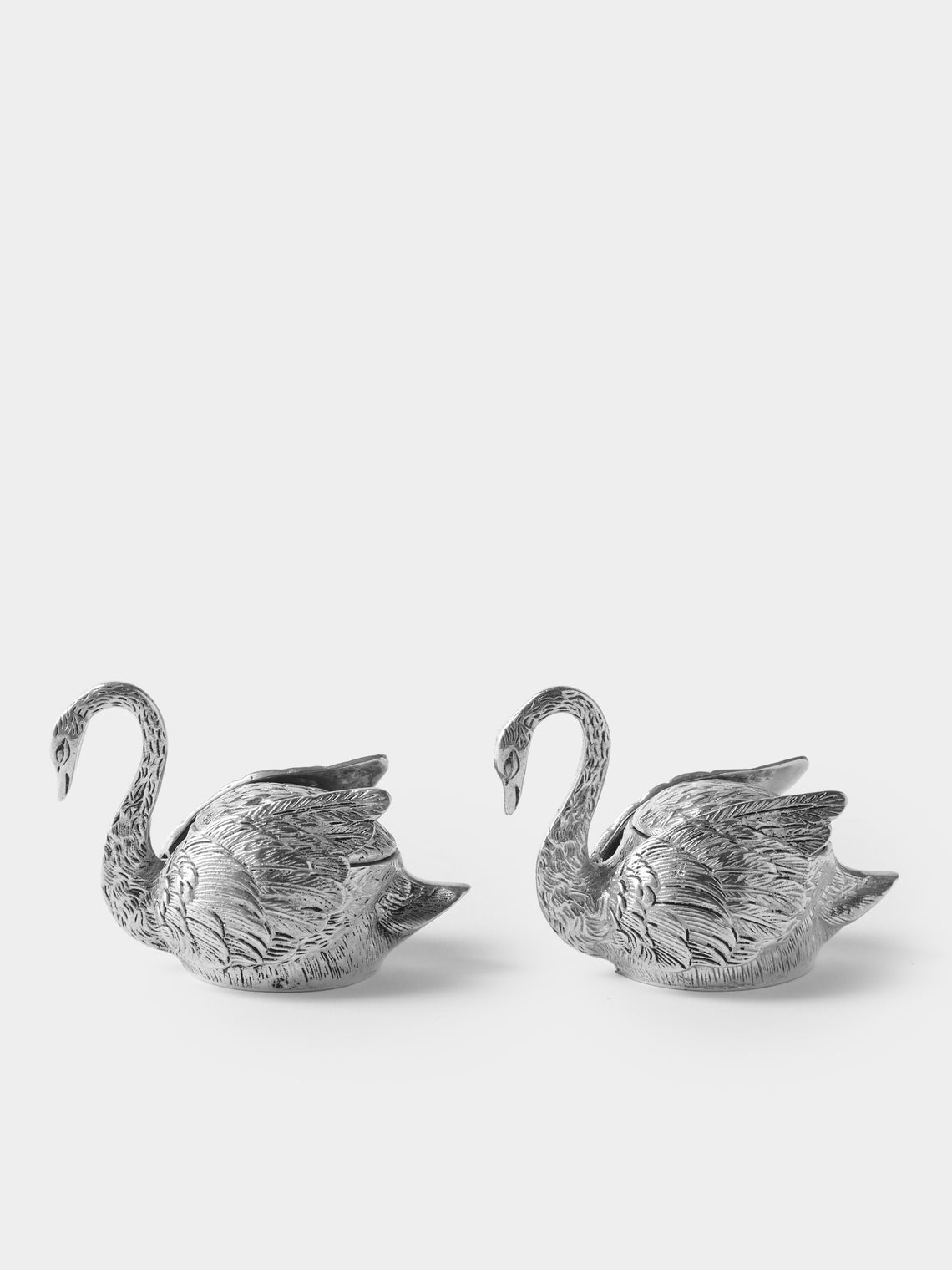 Antique and Vintage - 1925 Swans Solid Silver Salt and Pepper Shakers (Set of 2) - Silver - ABASK - 