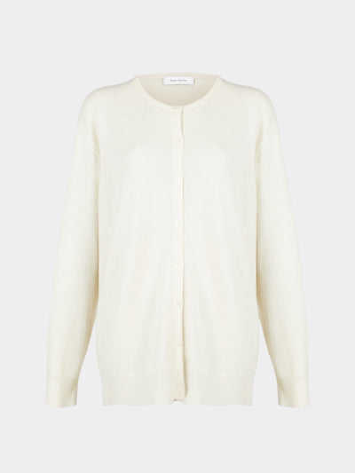 Ryan Roche - Cashmere Lightweight Oversized Cardigan | Size: S - Cream - ABASK - 
