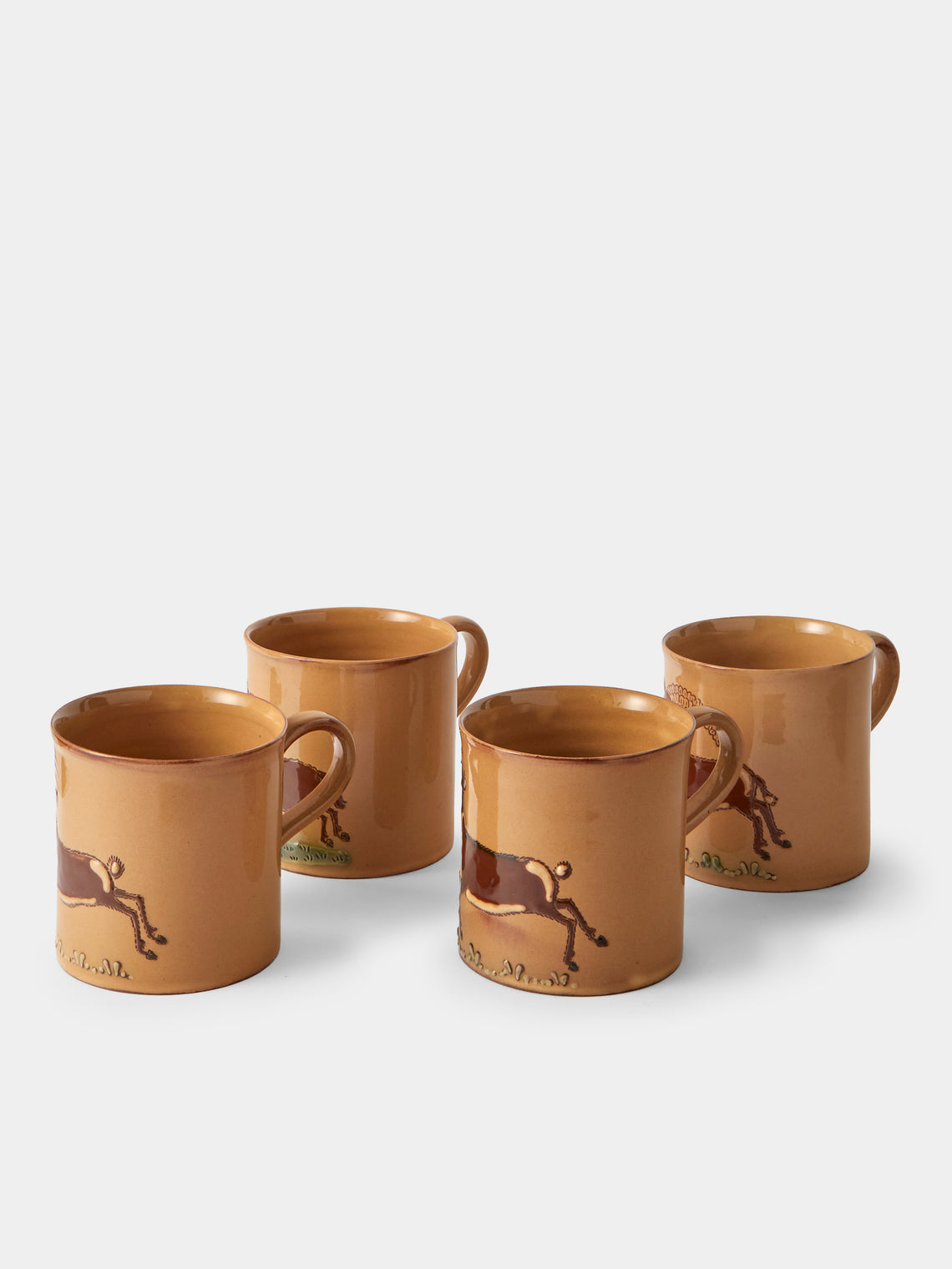 Poterie d’Évires - Animals Hand-Painted Ceramic Mugs (Set of 4) - Cream - ABASK