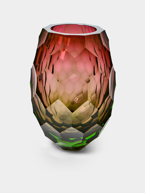 Moser - Carole Hand-Blown Crystal Vase (12in/30cm) - Pink - ABASK - 
