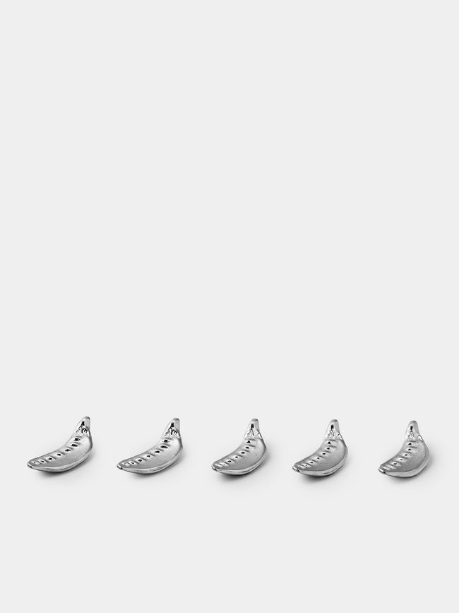 Seikado - Pea Pod Pewter Chopstick Rests (Set of 5) - Silver - ABASK - 