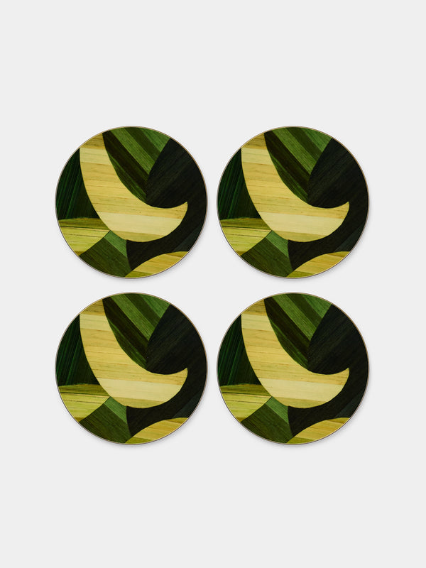 HestiaLiving - Tropique Wood Coasters (Set of 4) - Green - ABASK - 