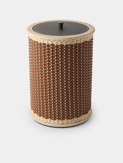 Pigment France - Courbet Leather and Rattan Wastepaper Bin - Brown - ABASK - 