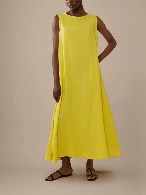 Dusan - Linen Long Tank Dress | One Size - Yellow - ABASK