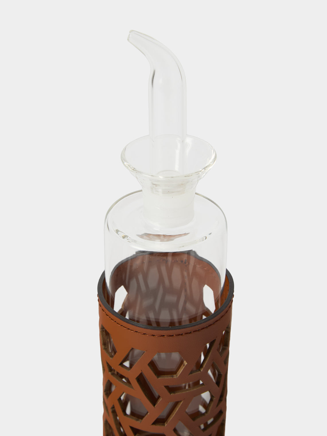 RUDI - Zenit Leather and Glass Vinegar Holder - Brown - ABASK