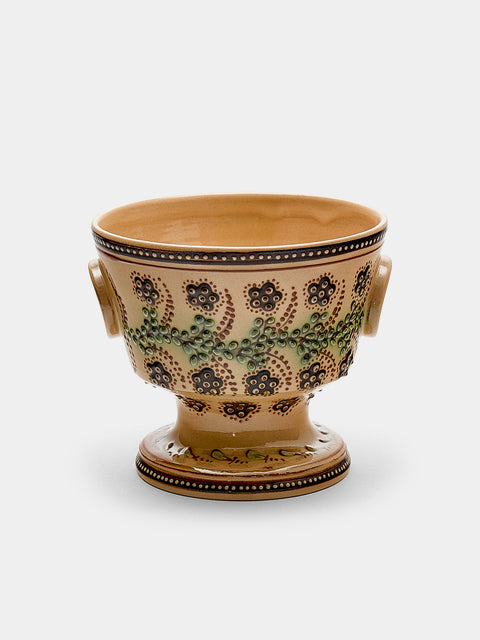 Poterie d’Évires - Flowers Hand-Painted Ceramic Small Raised Bowl - Cream - ABASK - 