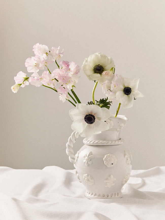 Antique and Vintage - 1940s Émile Tessier Ceramic Rope-Handled Vase (10.5in/26.5cm) - White - ABASK