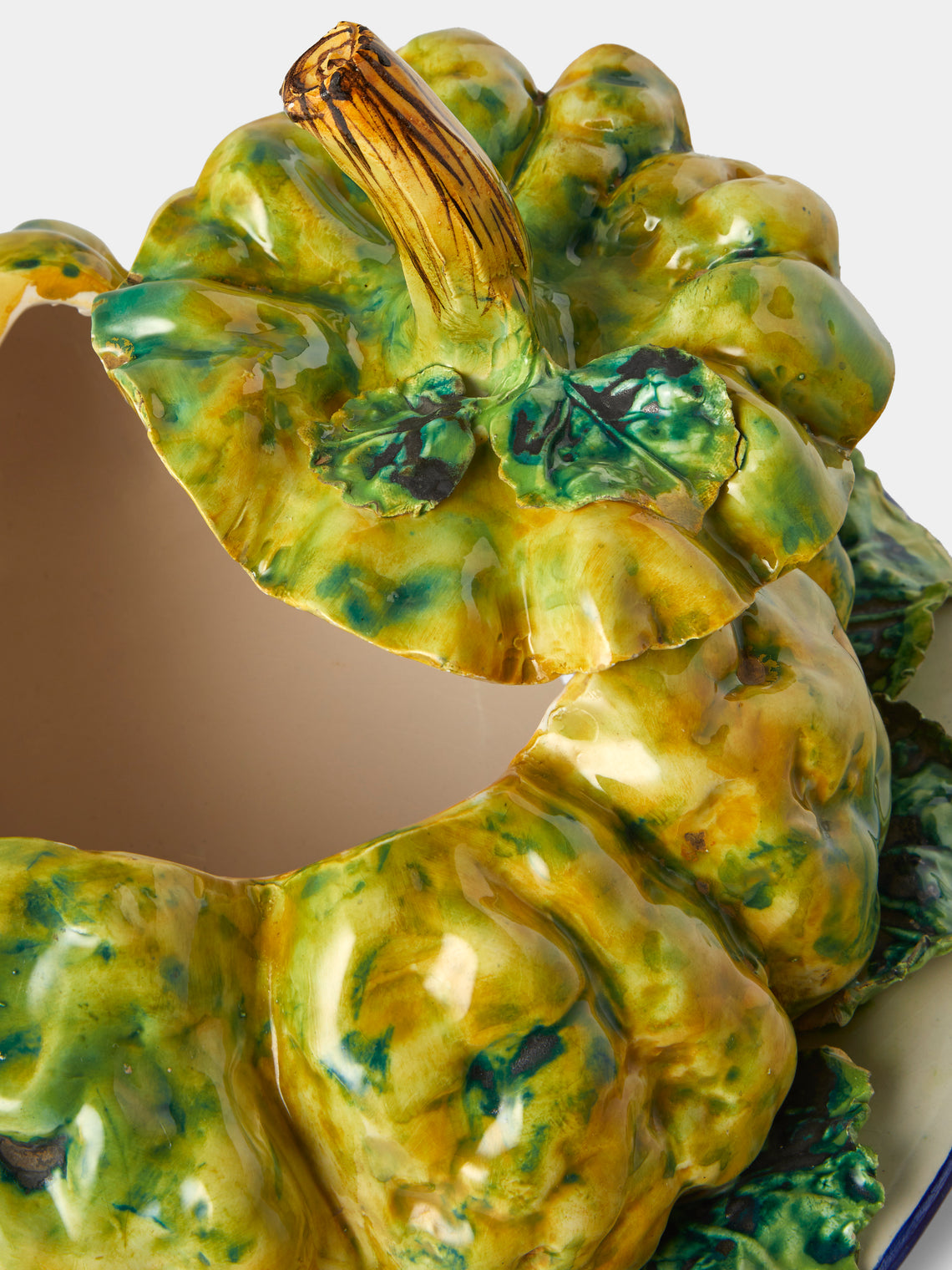 Antique and Vintage - 1940s Ginori 1735 Majolica Ceramic Squash Serving Tureen - Yellow - ABASK