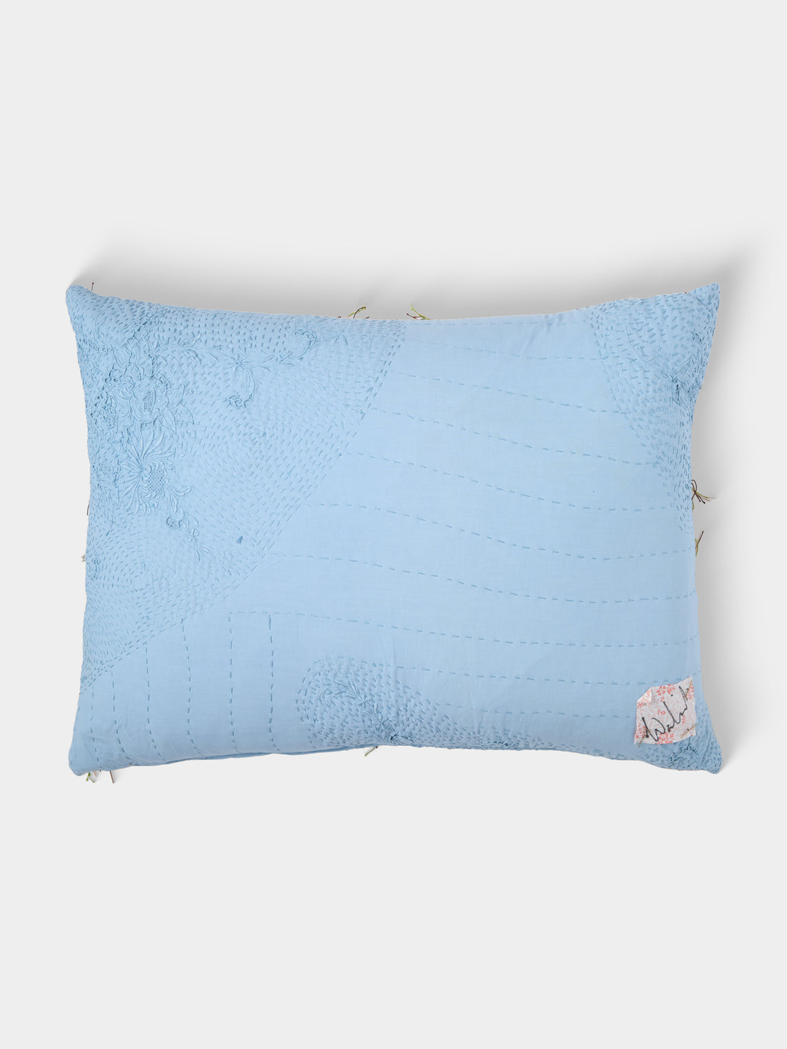 By Walid - 19th-Century Embroidered Cotton Patchwork Cushion (25.5in/65cm) - Multiple - ABASK