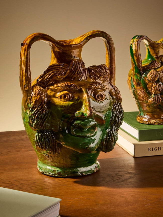 Antique and Vintage - 1990s Condurso Face Ceramic Vessel - Yellow - ABASK