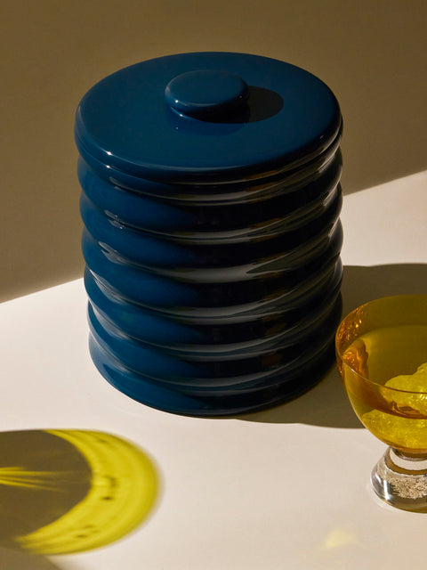 The Lacquer Company - Wiggle Lacquered Ice Bucket - Navy - ABASK