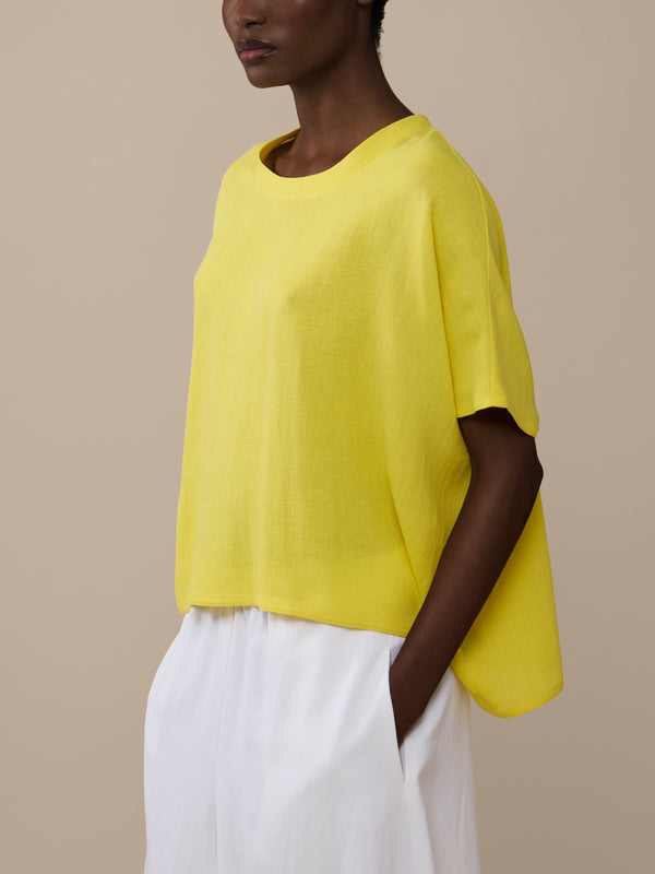 Dusan - Easy Linen T-Shirt | One Size - Yellow - ABASK