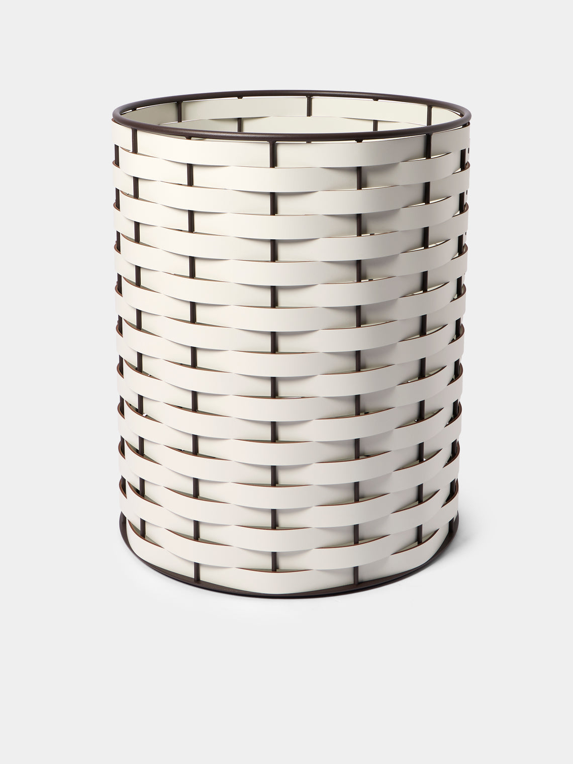 RUDI - Nassa No. 13 Leather Round Basket - White - ABASK - 