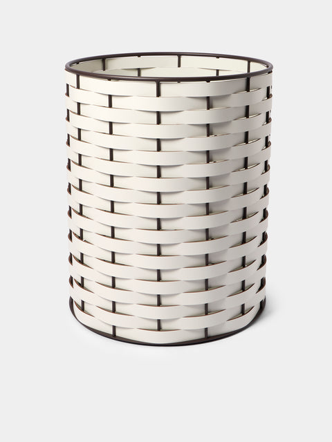 RUDI - Nassa No. 13 Leather Round Basket - White - ABASK - 