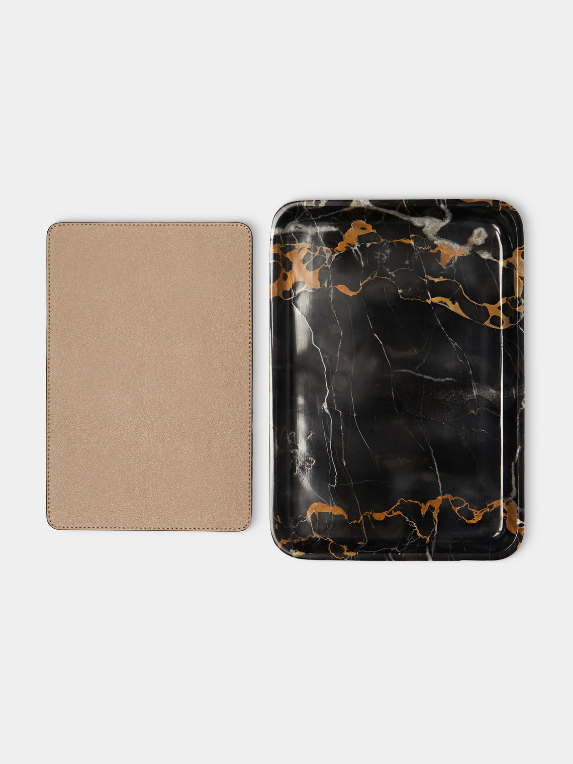 Giobagnara - Monza Leather and Marble Valet Tray (10in/25cm) - Beige - ABASK