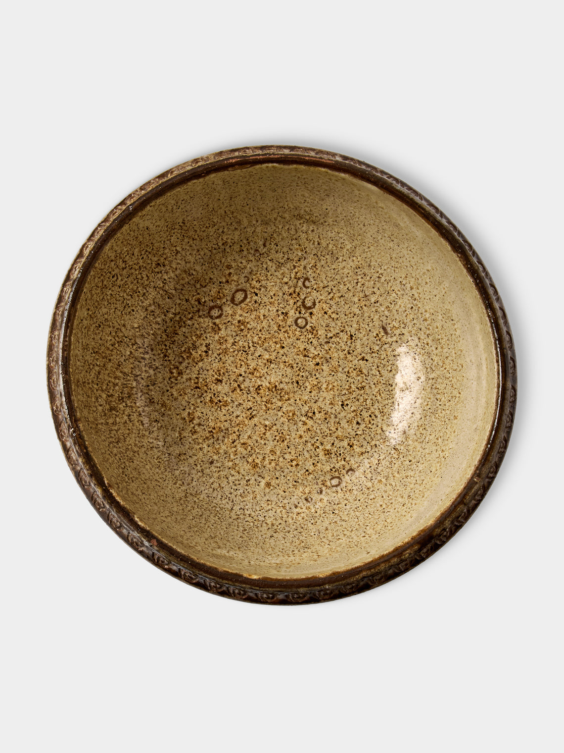 Antique and Vintage - Mid-Century Geode Leaf Ceramic Bowl - Brown - ABASK