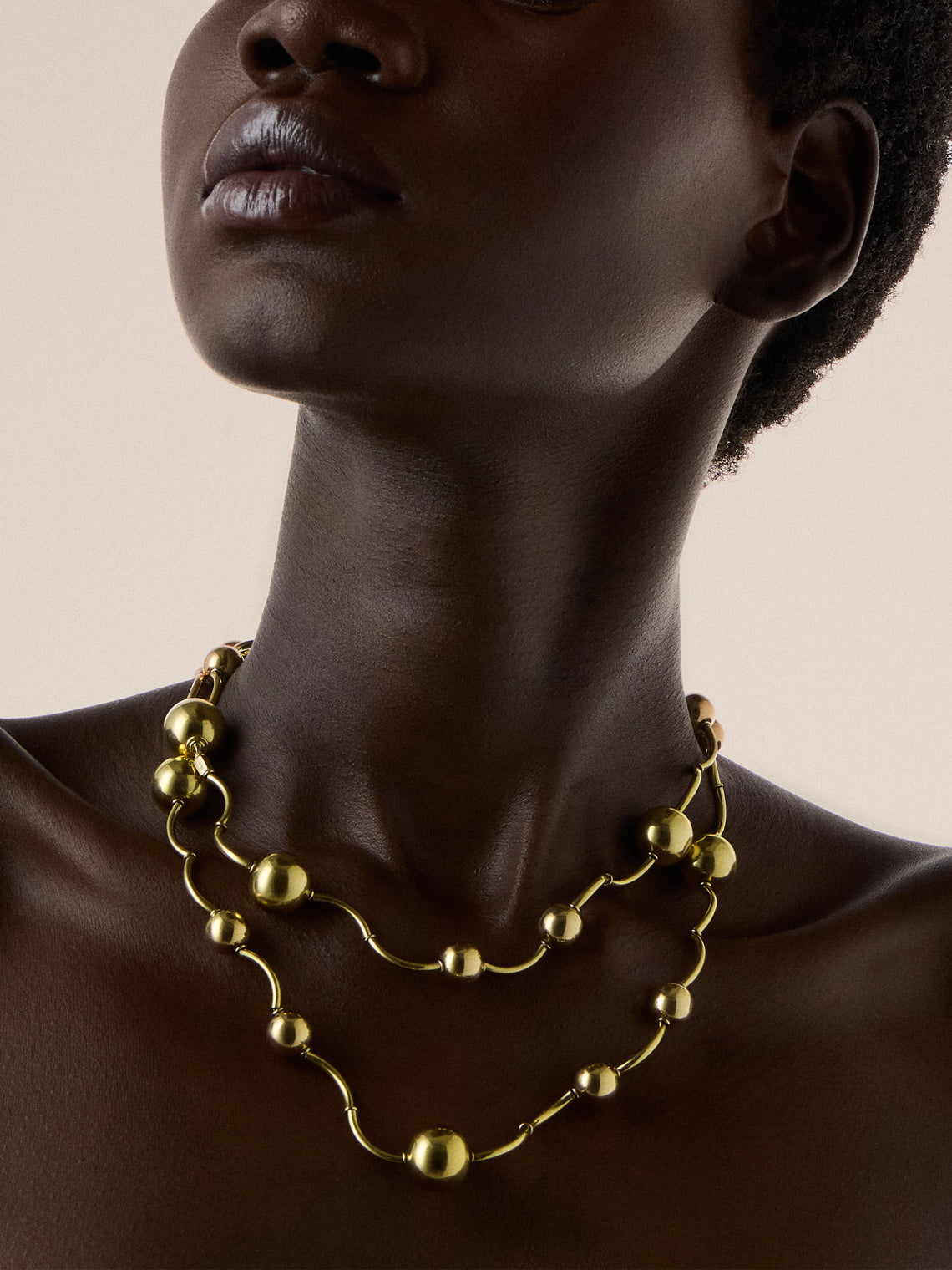 Mahnaz Collection - Vintage Manfredi 18-Karat Yellow Gold Long Ball and Twisted Tube Chain Necklace - Gold - ABASK