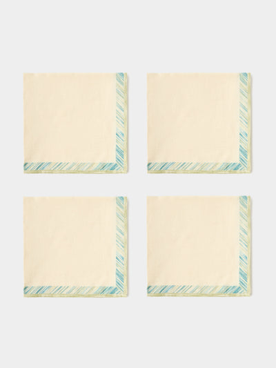 D'Ascoli - | Set of 4 | Kamila Printed Cotton Napkins - Cream - ABASK - 