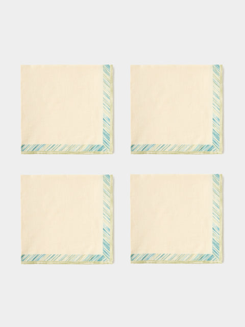 D'Ascoli - | Set of 4 | Kamila Printed Cotton Napkins - Cream - ABASK - 