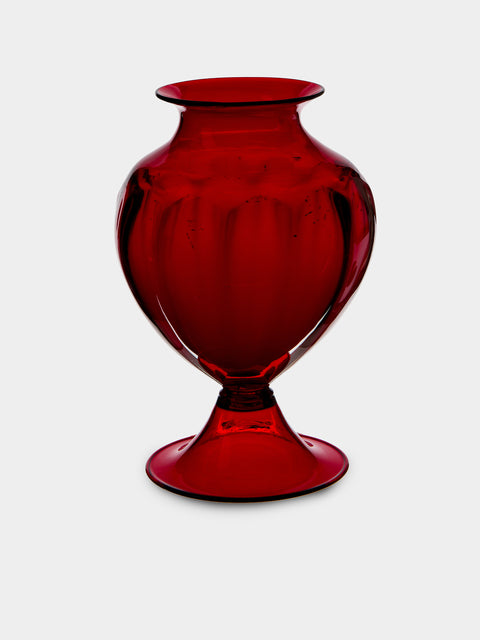Antique and Vintage - Mid-Century Vittorio Zecchin Murano Glass Vase (9.5in/24cm) - Red - ABASK - 
