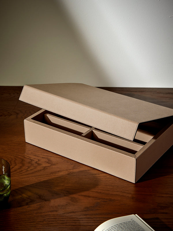 Giobagnara - Monogram Leather Glasses Box - Beige - ABASK