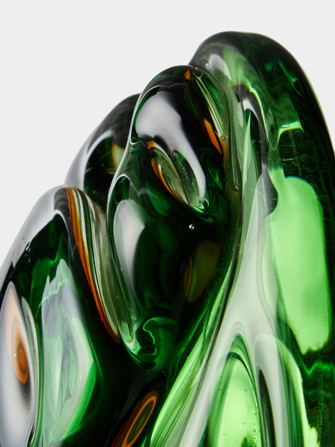 Antique and Vintage - Mid-Century Czech Glass Ashtray - Green - ABASK