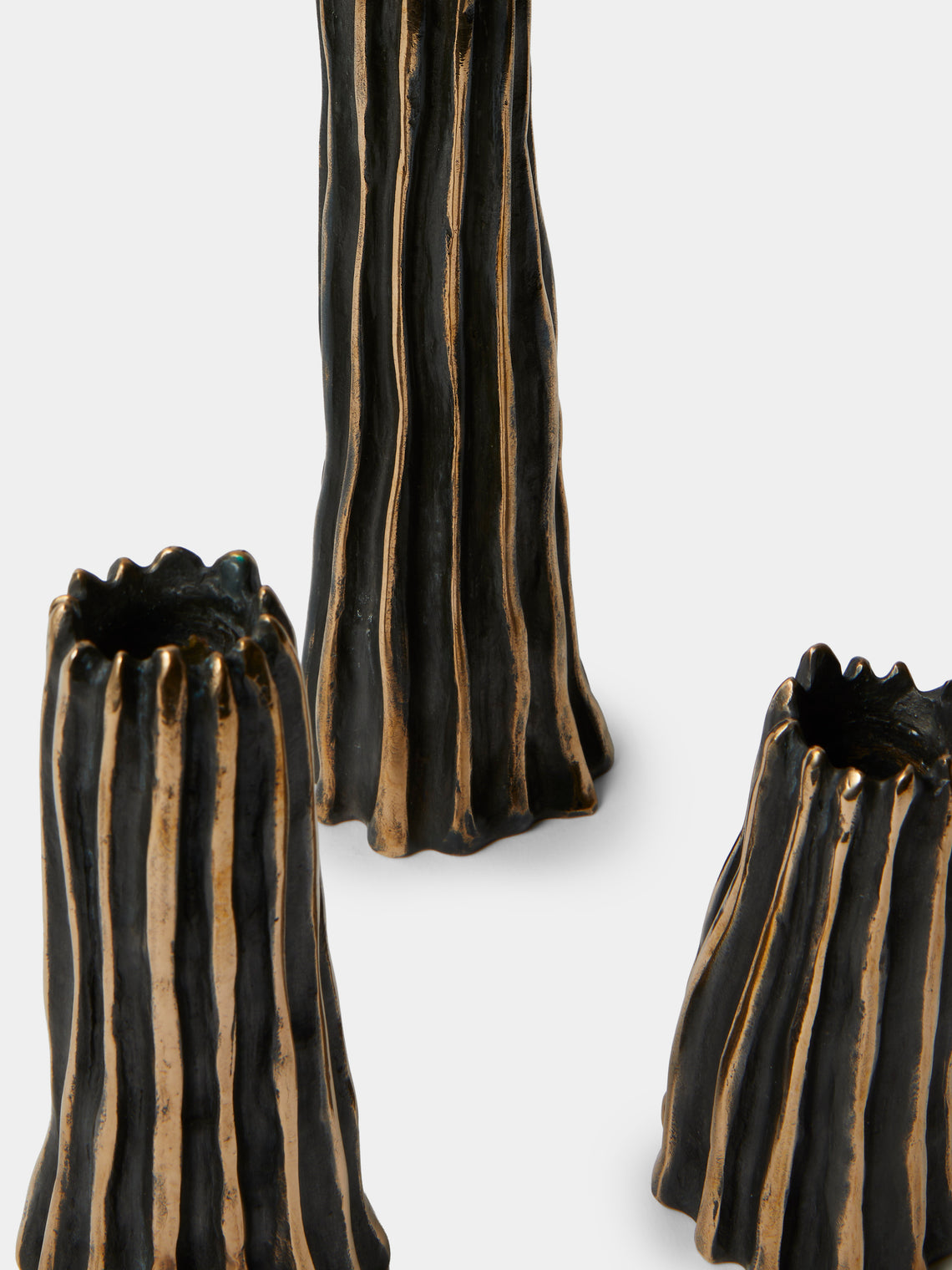 Studio Palatin - | Set of 3 | Surculus Bronze Candlestick - Bronze - ABASK