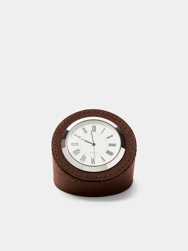Giobagnara - Leather Desk Clock - Brown - ABASK - 