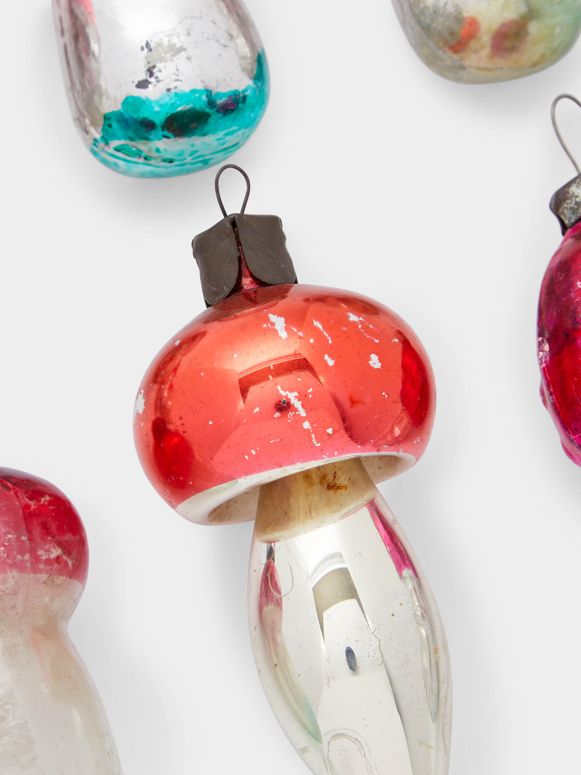 Antique and Vintage - 1950s Mushrooms Glass Small Tree Decorations (Set of 12) -  - ABASK
